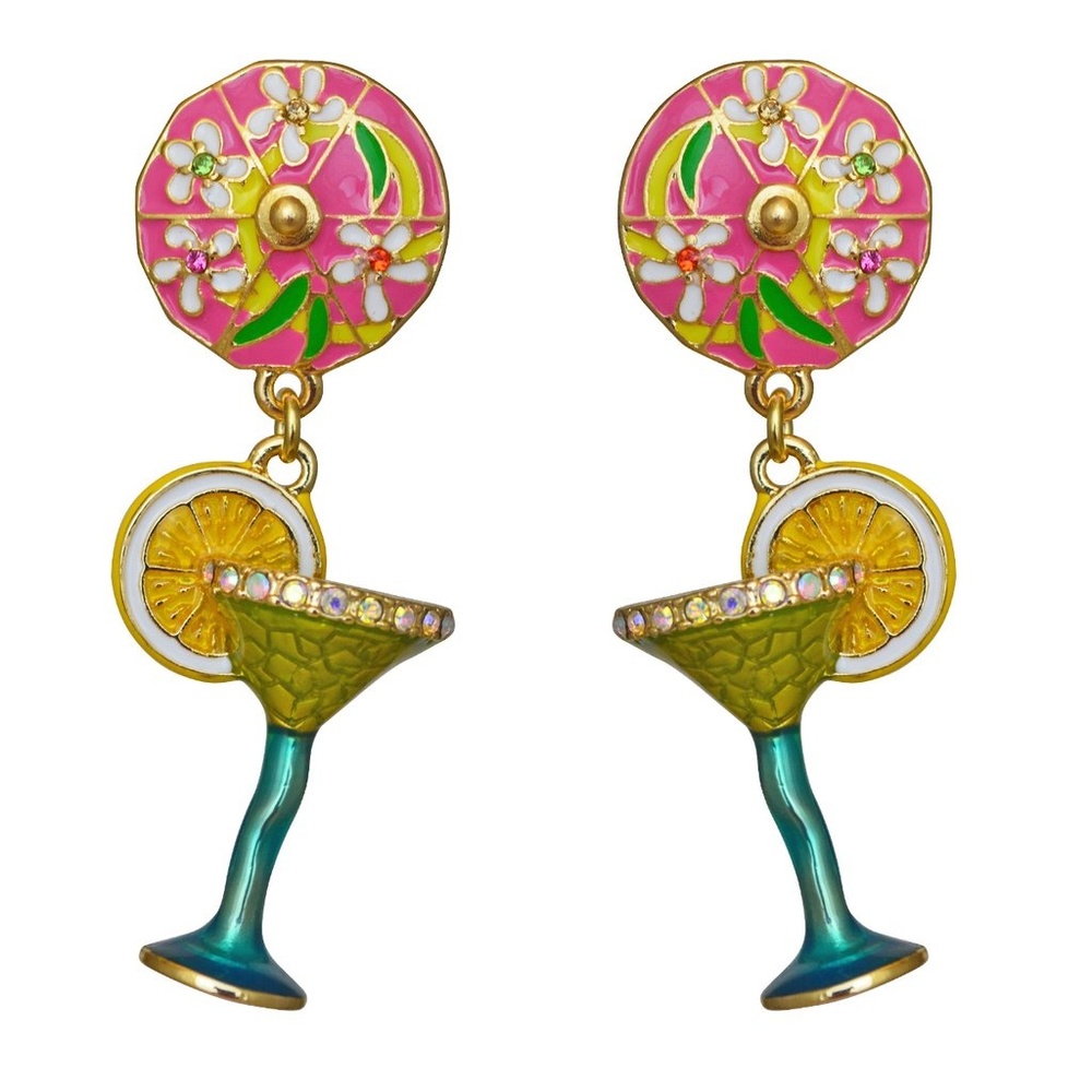 Ritzy Couture Margarita Pool Party Cocktail Dangle Earrings (Goldtone)